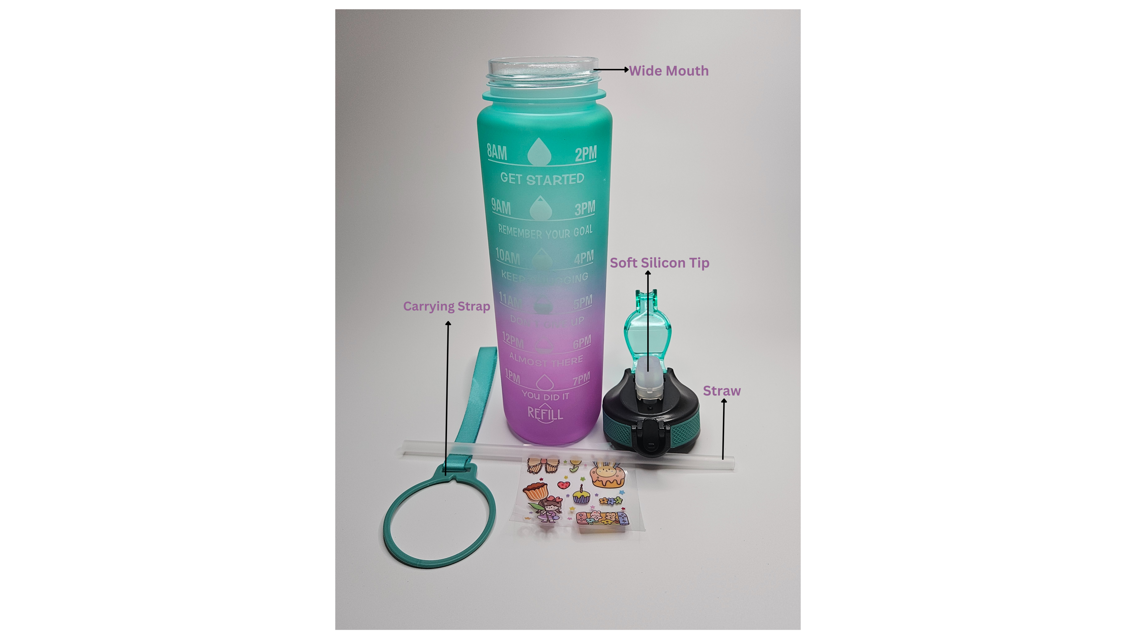 Motivational water bottle Leakproof Sturdy BPA Free (1 Litre)