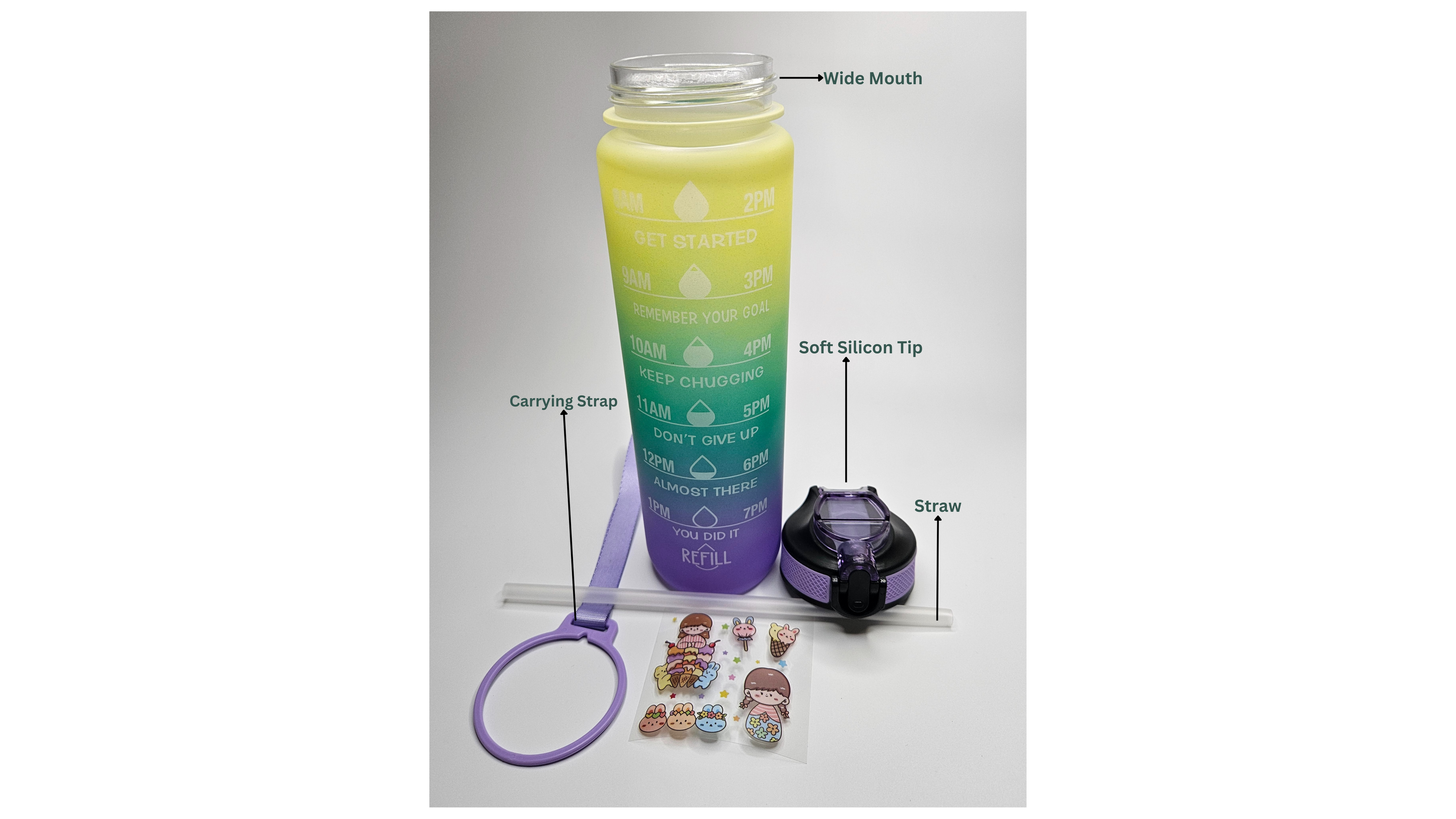 Motivational water bottle Leakproof Sturdy BPA Free (1 Litre)