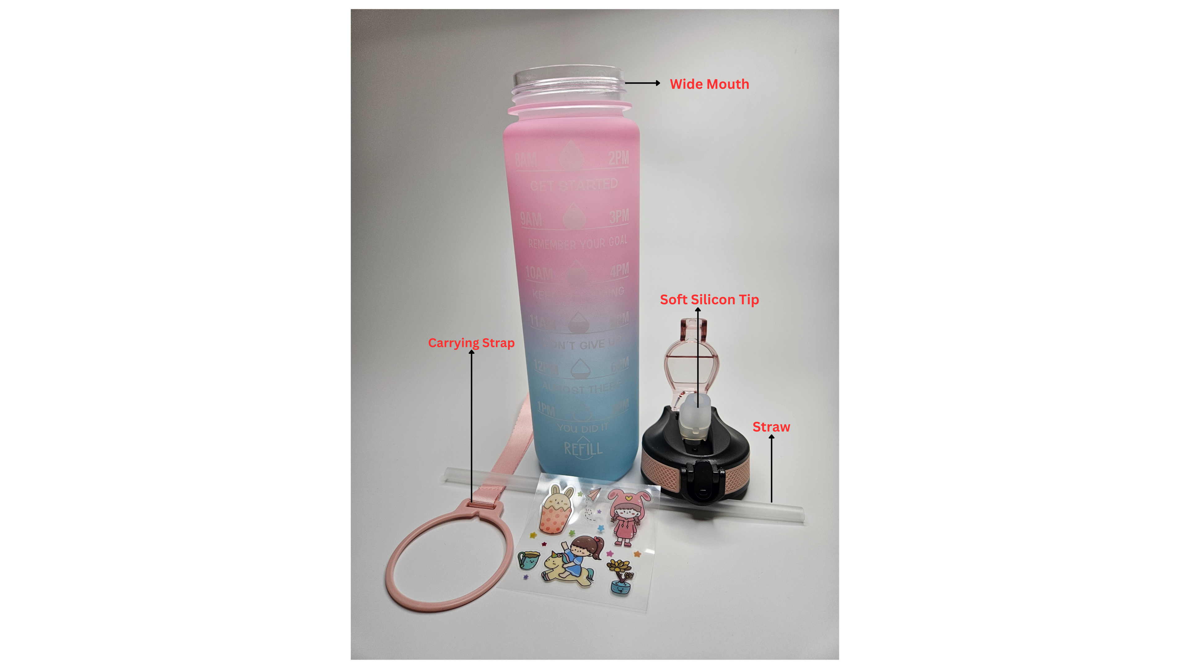 Motivational water bottle Leakproof Sturdy BPA Free (1 Litre)