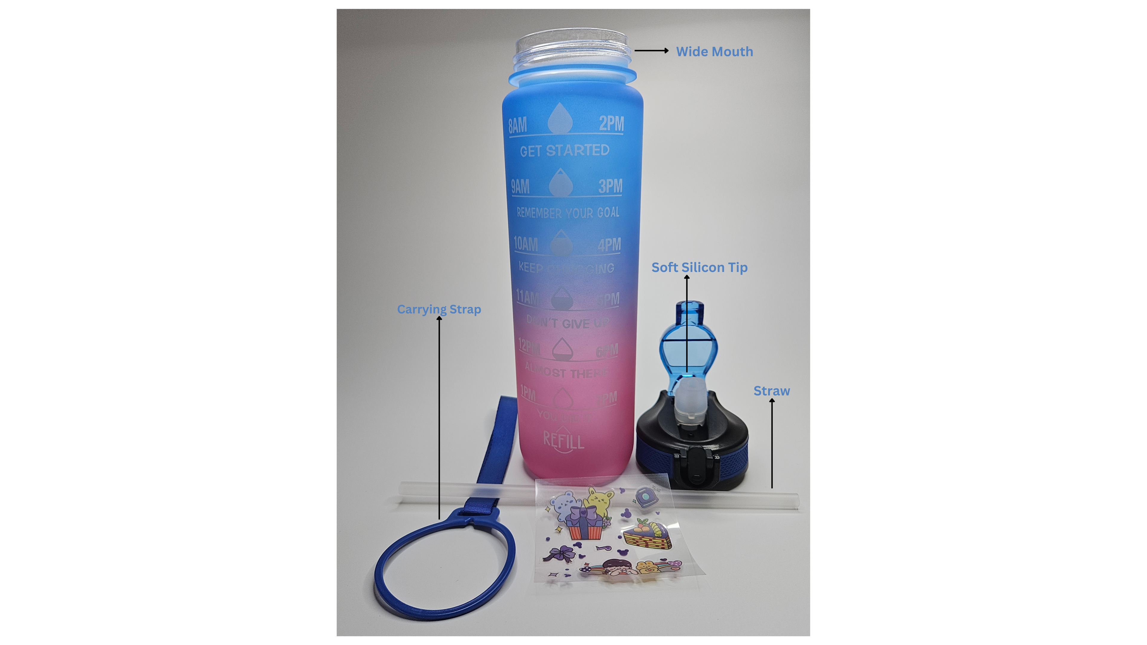 Motivational water bottle Leakproof Sturdy BPA Free (1 Litre)