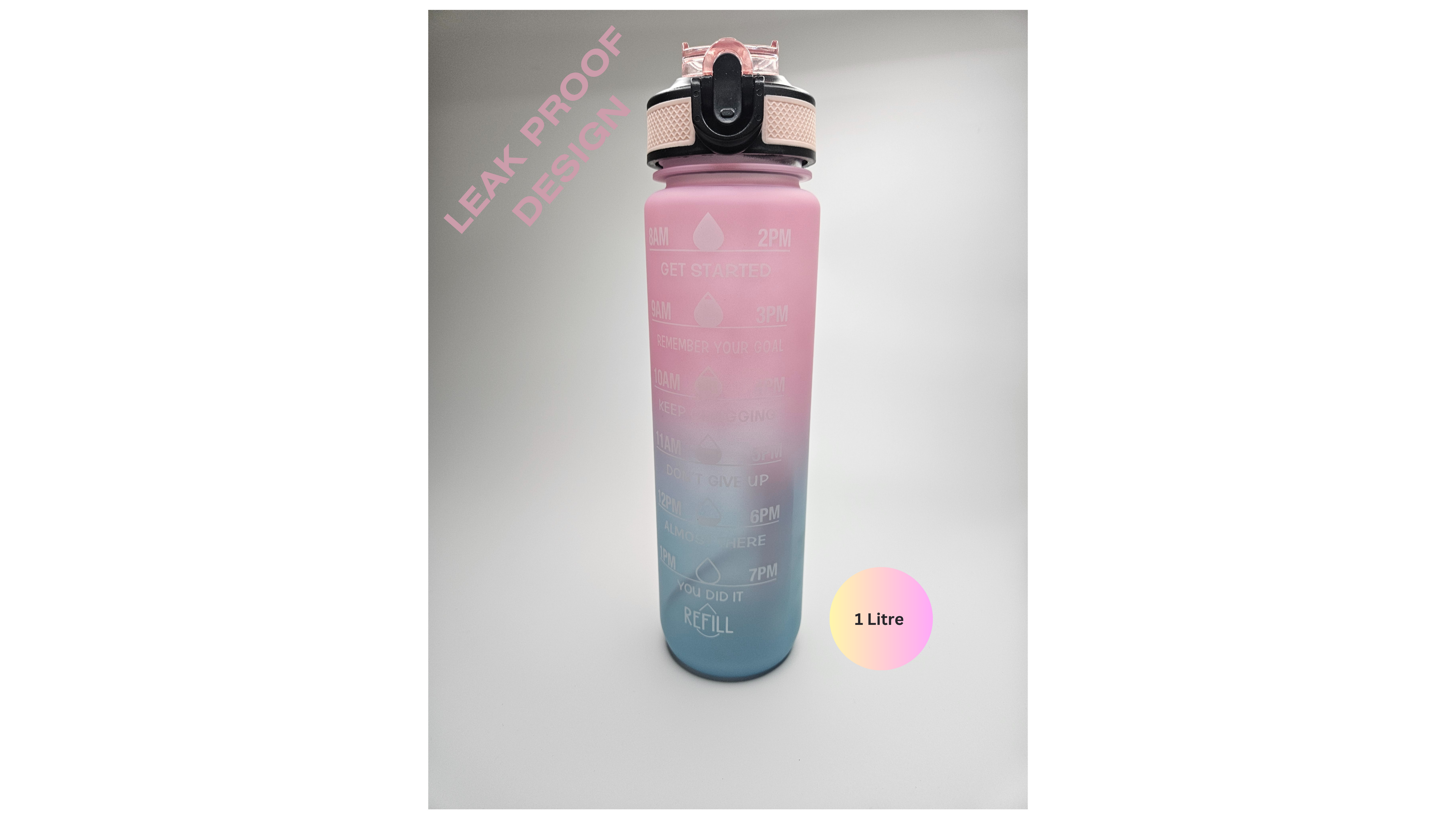 Motivational water bottle Leakproof Sturdy BPA Free (1 Litre)
