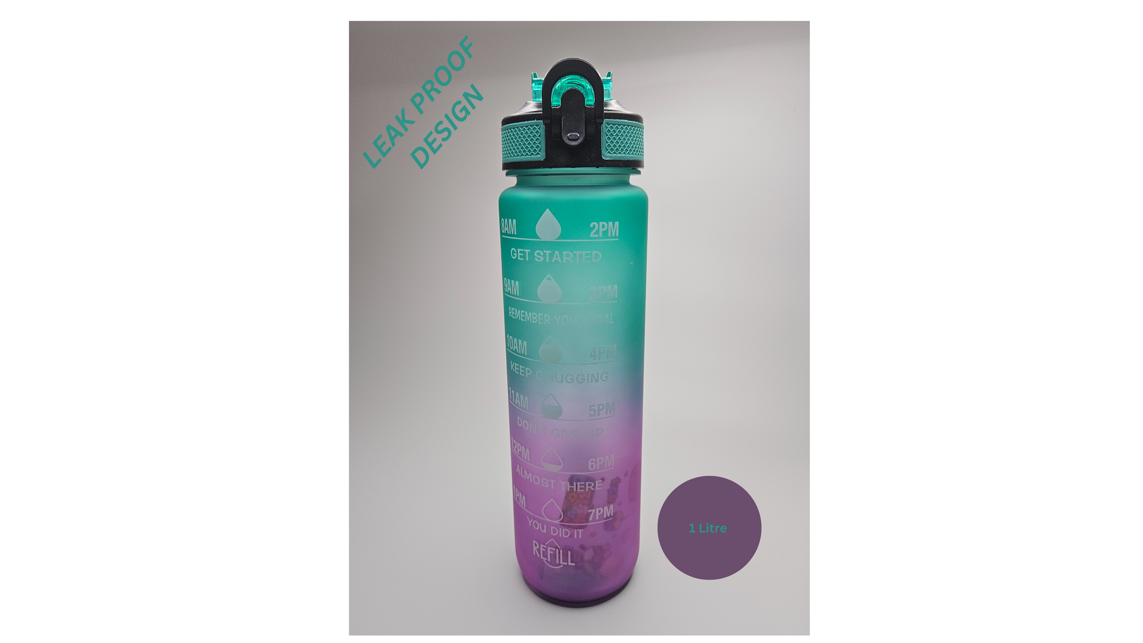 Motivational water bottle Leakproof Sturdy BPA Free (1 Litre)