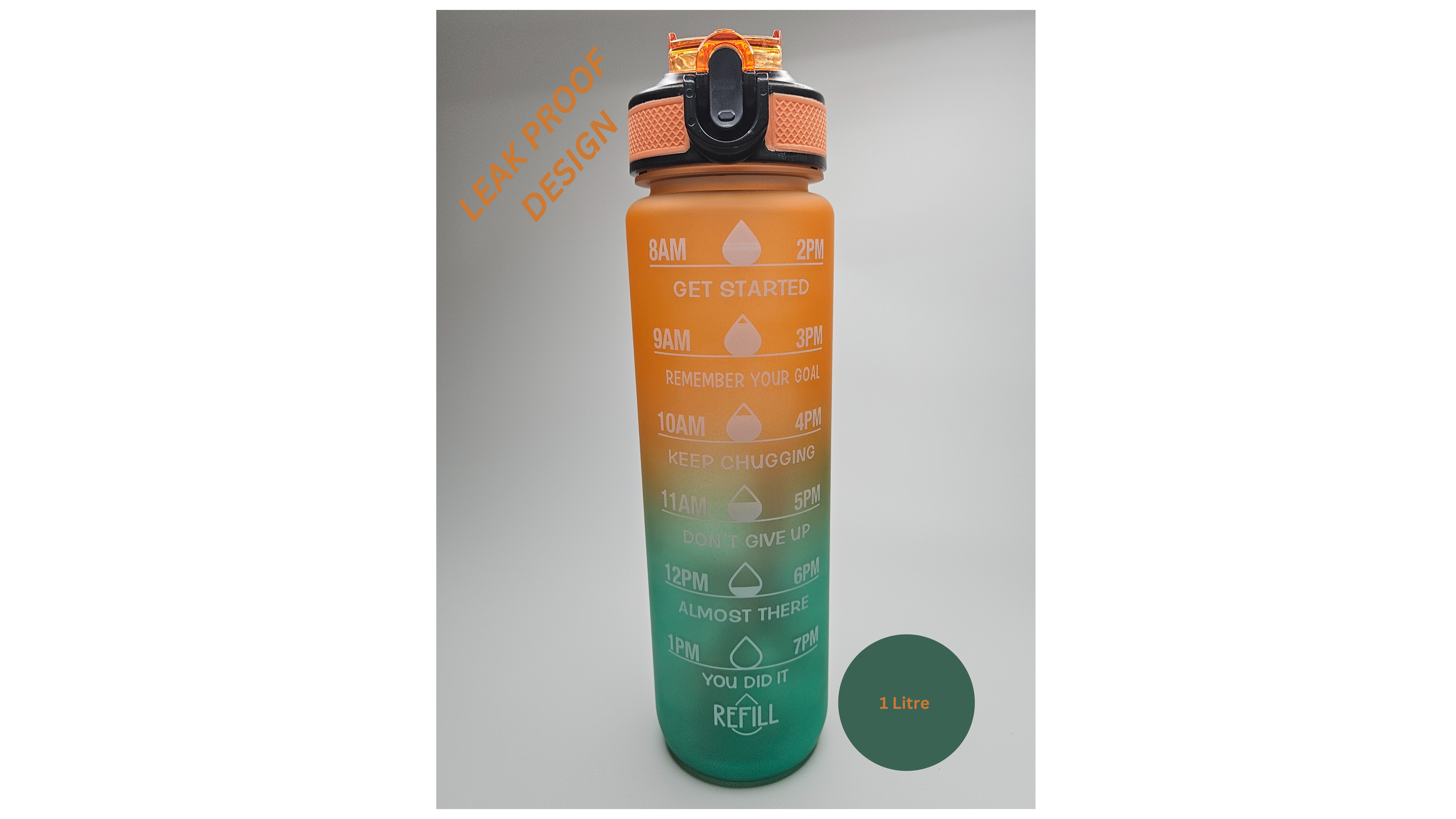 Motivational water bottle Leakproof Sturdy BPA Free (1 Litre)