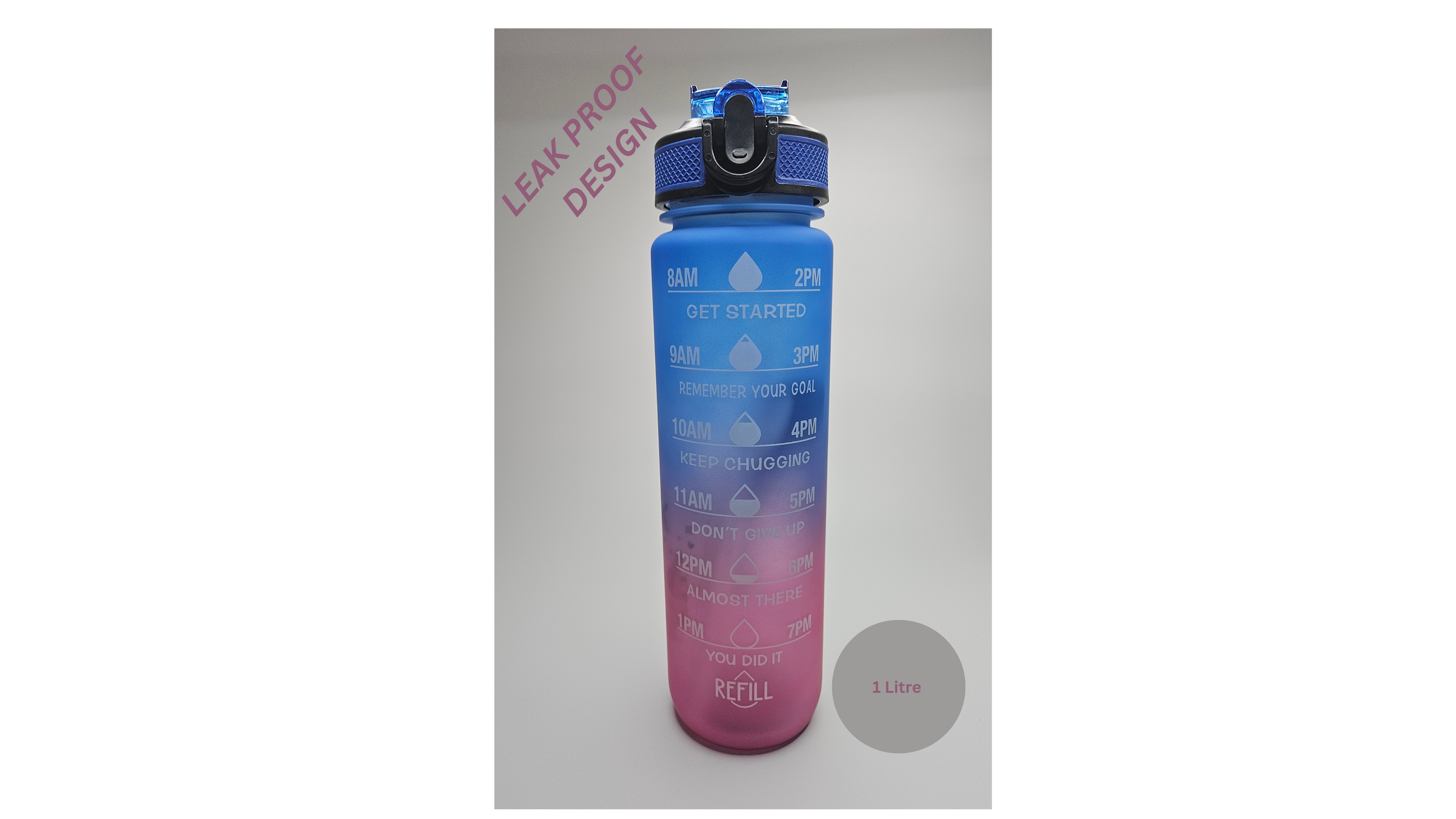 Motivational water bottle Leakproof Sturdy BPA Free (1 Litre)
