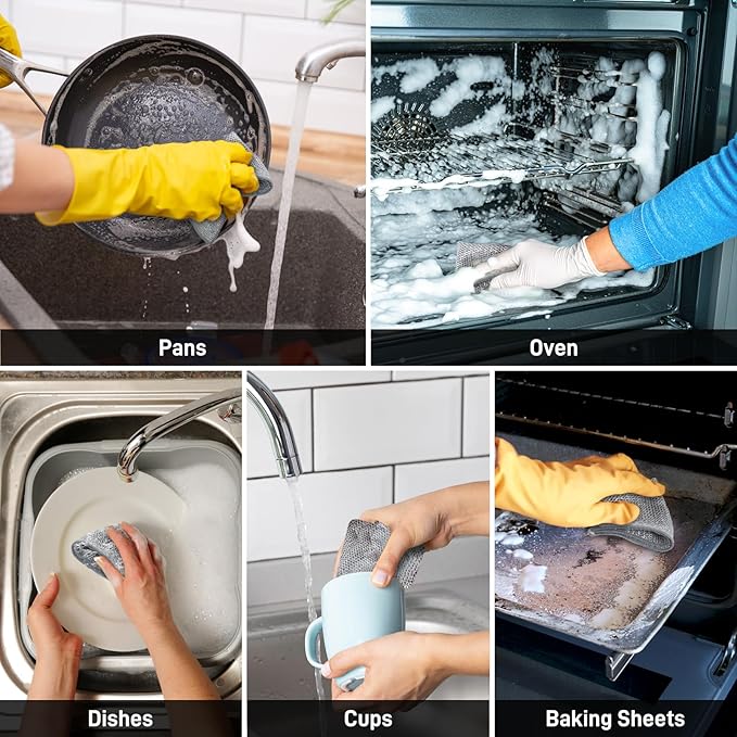 Non-Scratch Kitchen Cleaning Pads (10, Silver)