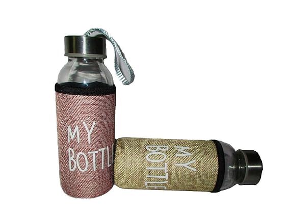 Glass Water Bottle, 300 ml (Set of 2)