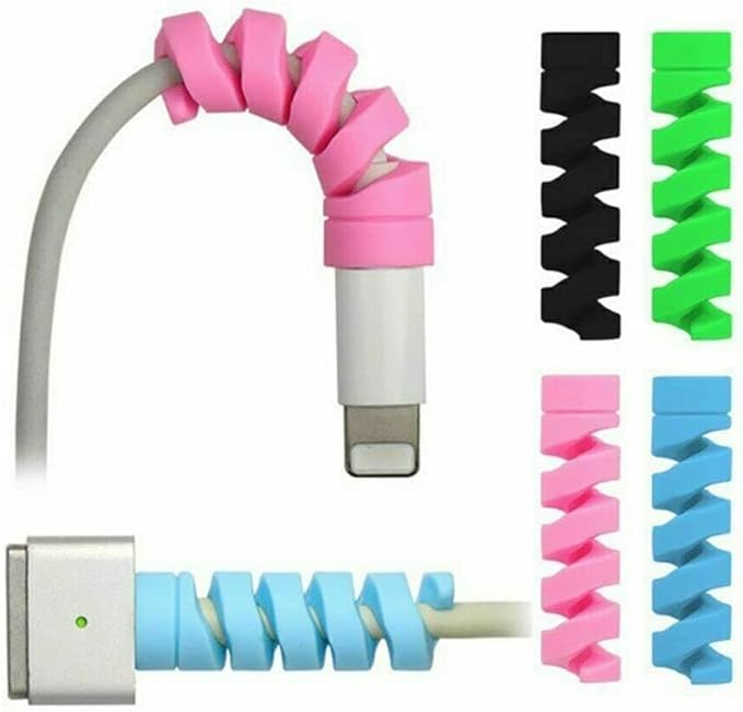 Set of 4 Silicon Spiral Charger Cable Protectors (16 Pieces)