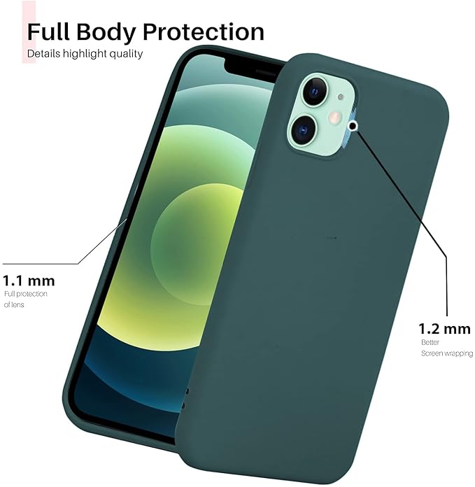 Microfiber Candy Case Compatible for iPhone 11 6.1 inch, Shockproof Slim Back Cover Liquid Silicone Case (Forest Green)