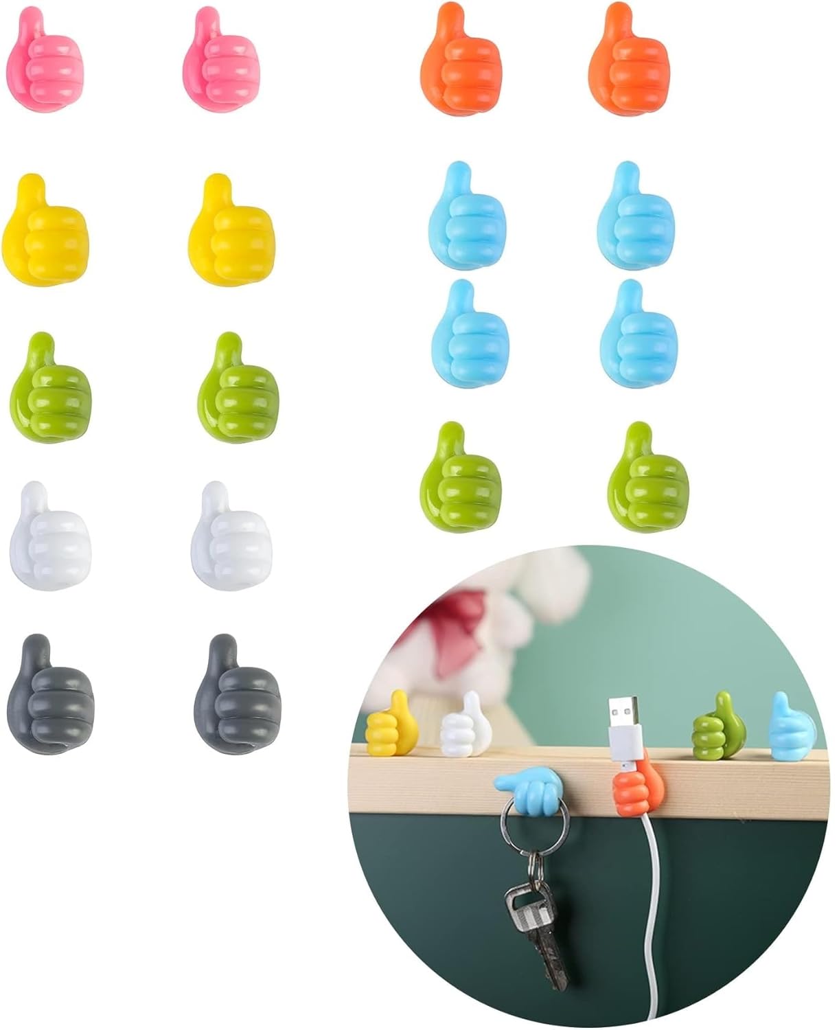 10 Piece Silicone Creative Thumbs up Hooks