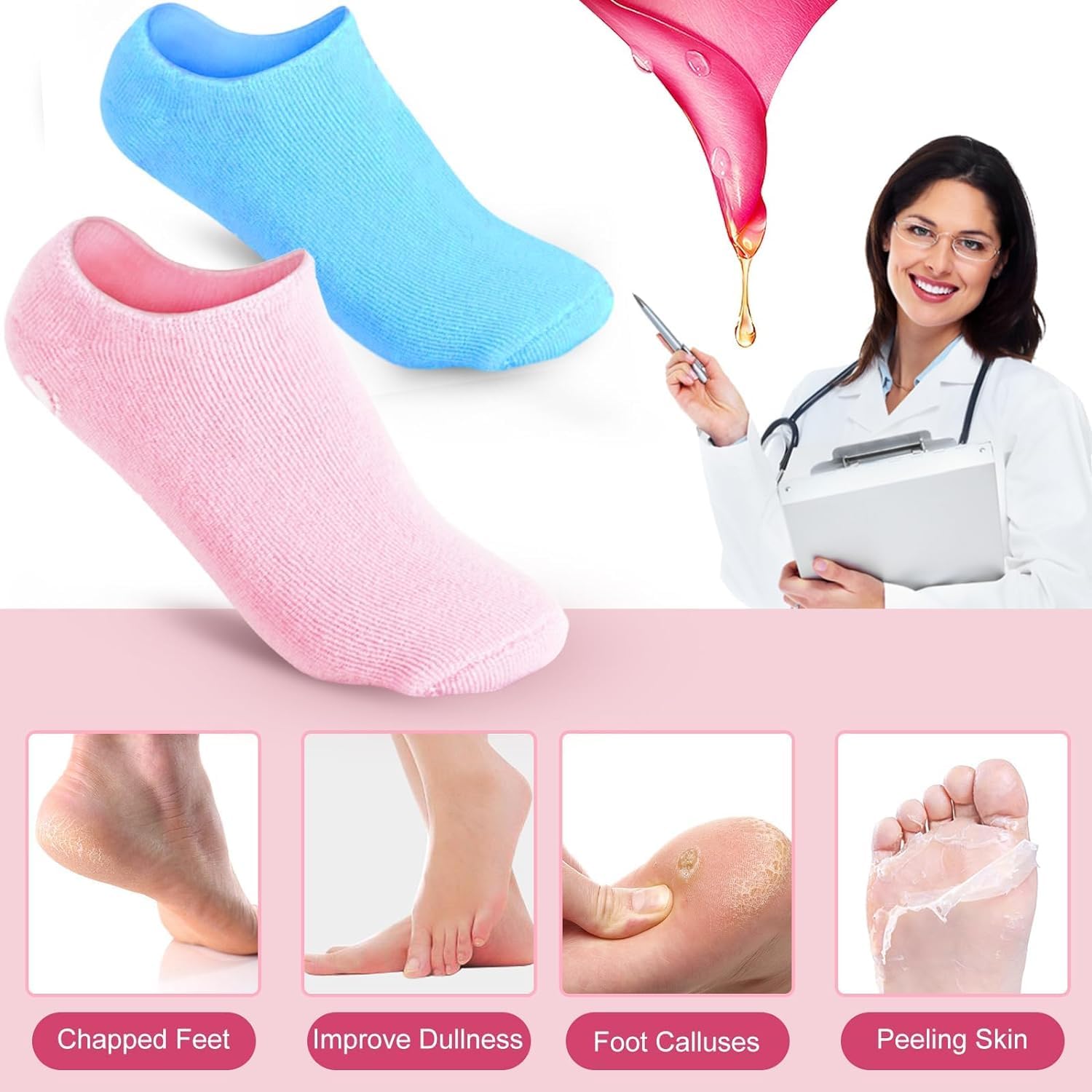 Silicone Moisturizer Spa Socks (Multicolor)