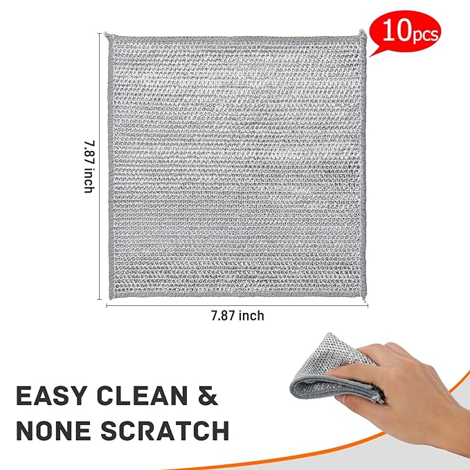 Non-Scratch Kitchen Cleaning Pads (10, Silver)