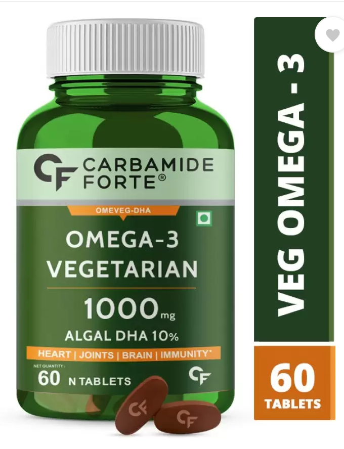 CARBAMIDE FORTE Veg DHA Omega 3 1000mg Tablets for Men & Women(60 No)