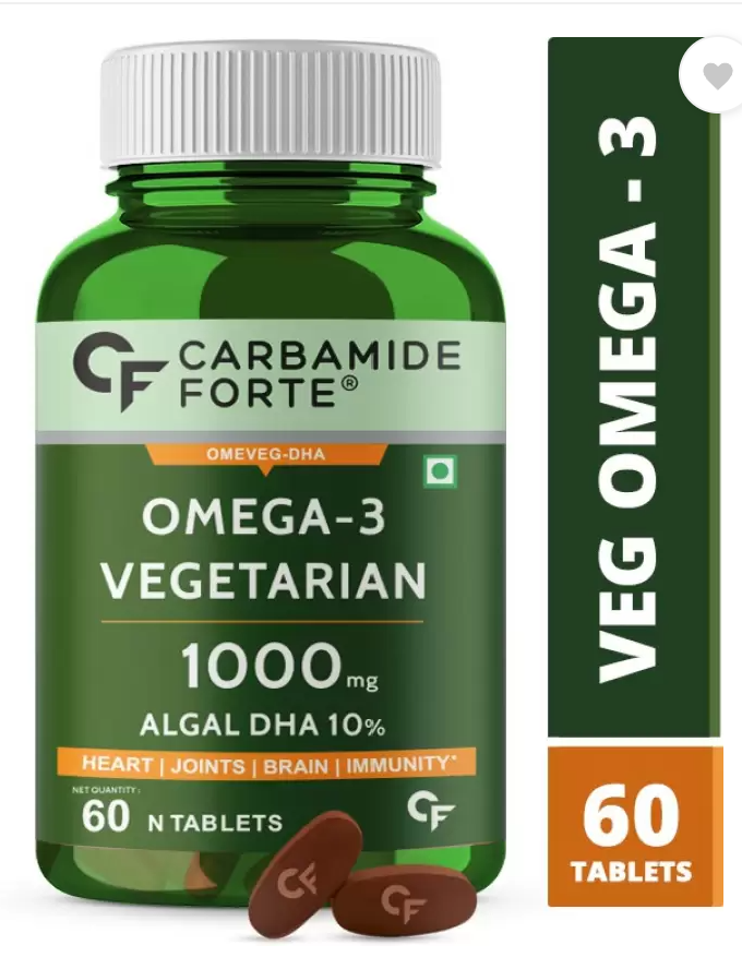 CARBAMIDE FORTE Veg DHA Omega 3 1000mg Tablets for Men &amp; Women(60 No)